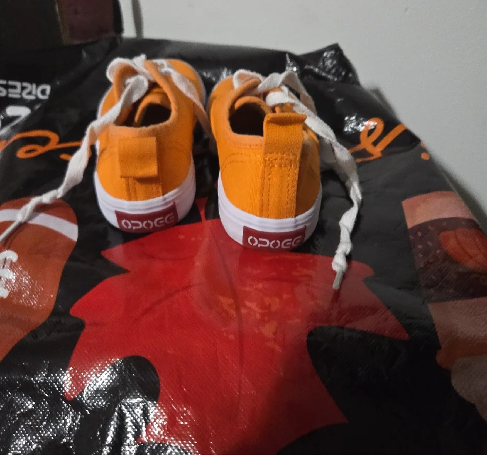 Kids Orange Canvas Sneakers with White Laces